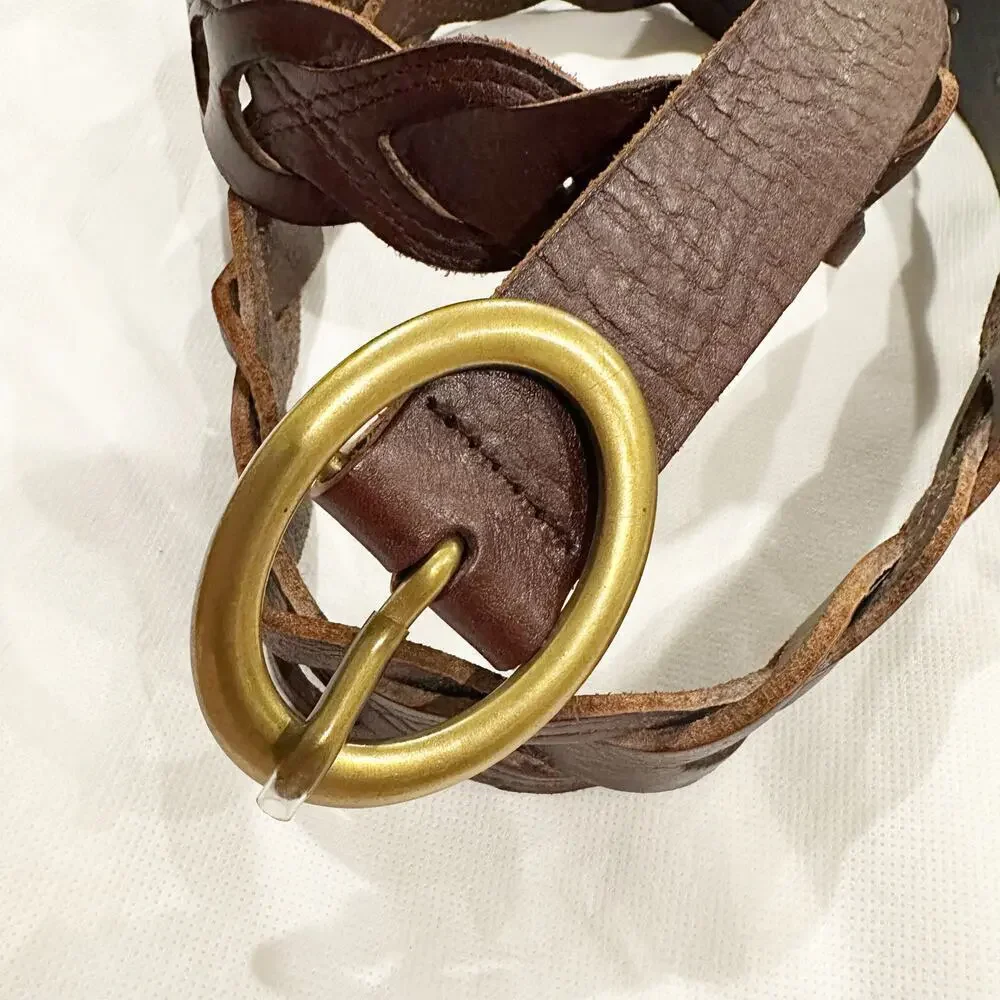Talbots Women’s Braided Genuine Leather Brown Belt Size 3X